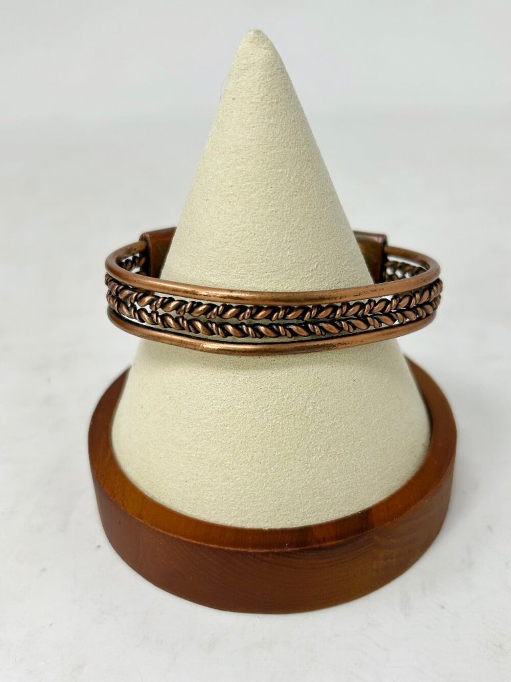 Vintage Unisex Bracelet sz 6.25 Copper Braided Look Cuff 31.6 gr